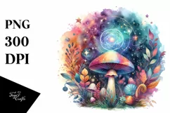 colorful Magical Aster Mushroom | Sublimation | Clipart Product Image 3