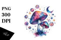 colorful Magical Aster Mushroom | Sublimation | Clipart Product Image 1
