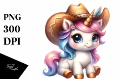 Baby Unicorn with Cowboy Hat | Clipart Product Image 3
