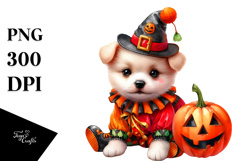 Cute Baby Dog Halloween Drawing Product Image 1