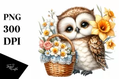 Detailed Cute Baby Owl with Flowers Product Image 3