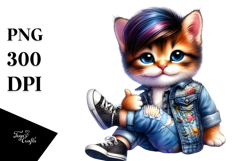 cute Hip Cat with Cool Haircut, High-Res PNG Product Image 1