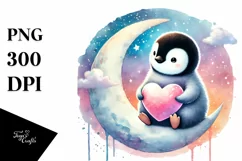 Colorful Pastel Penguin Heart PNG Product Image 1