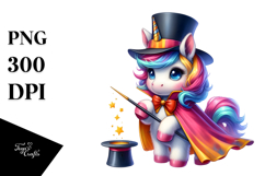 Colorful Baby Unicorn with Magician&#039;s Cape PNG Product Image 1
