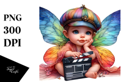 Colorful Baby Fairy with Director&#039;s Cap PNG Product Image 1