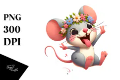 Goofy Cartoon Mouse Flower Crown PNG Product Image 1