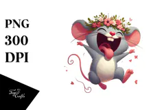 Goofy Cartoon Mouse Flower Crown PNG Product Image 1
