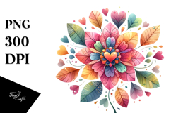 Simple Flower with Hearts PNG Product Image 1