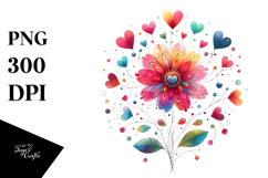 Simple Flower with Hearts PNG Product Image 1