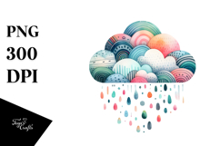 Simple Colorful Watercolor Cloud PNG Product Image 1