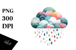 Simple Colorful Watercolor Cloud PNG Product Image 1
