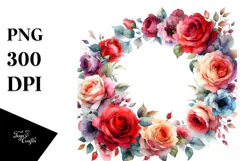 Red Roses Abstract Watercolor PNG Product Image 1