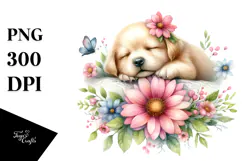 Sleeping Baby Puppy Whimsical PNG Product Image 1