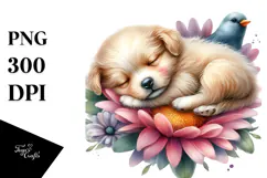 Sleeping Baby Puppy Whimsical PNG Product Image 1