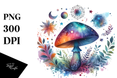 Colorful Magical Celestial Astral Mushroom PNG Product Image 1