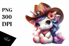 Cute Baby Unicorn with Cowboy Hat Product Image 1