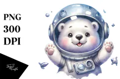 Baby Polar Bear Astronaut PNG Product Image 1