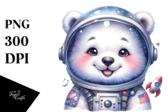 Baby Polar Bear Astronaut PNG Product Image 1