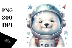 Cute Baby Polar Bear in Astronaut Helmet PNG Product Image 1