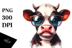 Funny Cow with Sunglasses, Contempt PNG Product Image 1