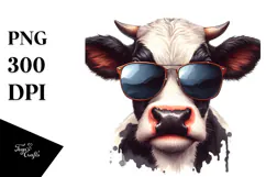 Funny Cow with Sunglasses, Contempt PNG Product Image 1