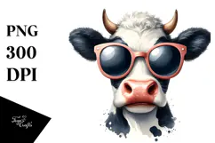 Funny Cow with Sunglasses, Contempt PNG Product Image 1