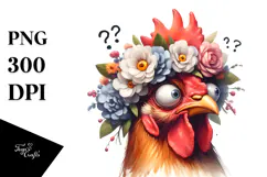 Exaggerated Chicken with Flower Crown PNG Product Image 1