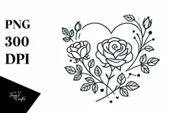 Lineart Roses Heart, Transparent PNG Product Image 1