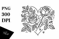 Lineart Roses Heart, Transparent PNG Product Image 1