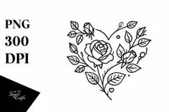 Lineart Roses Heart, Transparent PNG Product Image 1