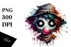 Cute Scarecrow Chewing Bubble Gum PNG Product Image 1