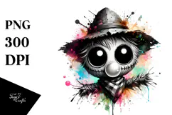 Cute Scarecrow Chewing Bubble Gum PNG Product Image 1