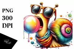Cartoon Snail with Sunglasses Blowing Chewing Gum | Product Image 1