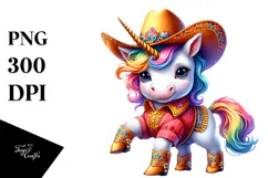 Baby Unicorn with Cajun Two-Step Dancer's Outfit PNG Product Image 1