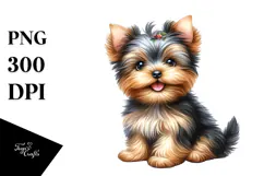 Happy Yorkshire Terrier Puppy PNG Product Image 1