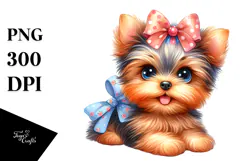 Happy Yorkshire Terrier Puppy PNG Product Image 1