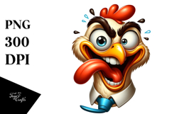 Goofy Cartoon Chicken in Bow Tie PNG Product Image 1