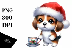 a Vibrant Baby Beagle PNG with Santa Hat Product Image 3