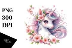 Cute Baby Unicorn with Spring Petals PNG Product Image 1