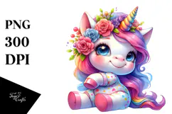 Cute Baby Unicorn Drawing PNG Product Image 1