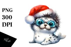 a Baby Seal with Santa Hat and Sky Goggles PNG Product Image 3