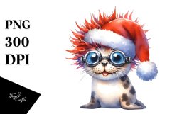 a Baby Seal with Santa Hat and Sky Goggles PNG Product Image 3