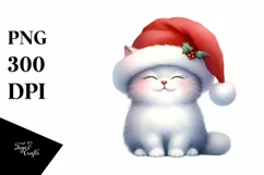 Christmas Cat Wearing Santa Hat PNG Product Image 1