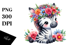 Cute Zebra Flower Crown Clipart Product Image 1