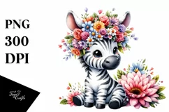 Watercolor Zebra Flower Crown Clipart Product Image 3