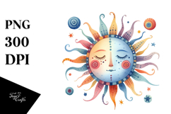 Simple Colorful Watercolor Sun PNG Product Image 1