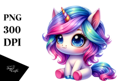 Baby Unicorn with Floral Wreath PNG Product Image 1