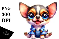 Expressive Chihuahua Watercolor, PNG Product Image 1