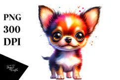 Enthusiastic Chihuahua Watercolor, PNG Product Image 1