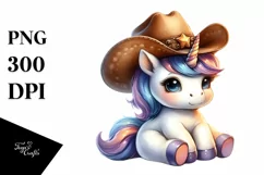 Cute Baby Unicorn Cowboy Hat | Sublimation | Clipart Product Image 1
